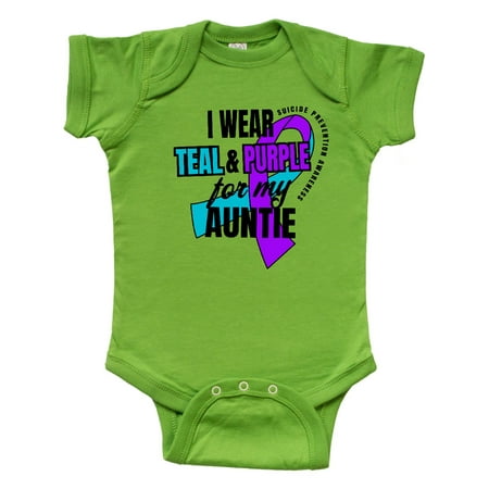 

Inktastic Suicide Prevention I Wear Teal and Purple for My Auntie Gift Baby Boy or Baby Girl Bodysuit