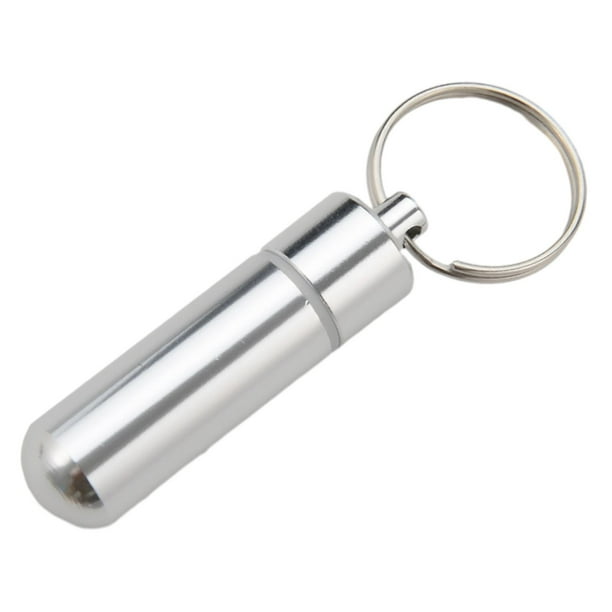 Llavero portátil con pastillero, pastillero de viaje multiusos resistente al agua de aleación de aluminio, caja para palillos de dientes para oficina