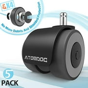 Office Chair Caster Wheels by ATOMDOC, Newly Revolutionary Quadruple Ball Bearing Design,Heavy Duty & Safe Protection for All Floors Including Hardwood, Set of 5