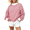 thumbnail image 6 of TARIENDY Long Sleeve Striped Pullover Women Oversized Spring Sweatshirts Trendy Mock Neck Sweatshirt Comfy Fall Winter Casual Tops Red S, 6 of 7