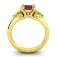 thumbnail image 6 of 2.50 Carat Round Cut Red Ruby & Peridot Gemstone Fany Three Stone Bridal Ring for Women Solid 14K Yellow Gold Size 9 by Diamond-Capitals, 6 of 8