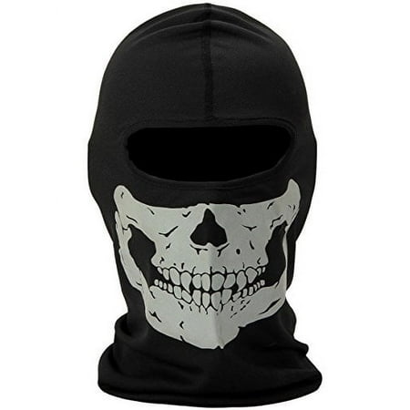 Nuoxinus Black Ghosts Balaclava Skull Full Face Mask for Cosplay Party Halloween Motorcycle Bike Cycling Outdoor Skateboard Hiking Skiing Snowmobile Snowboard
