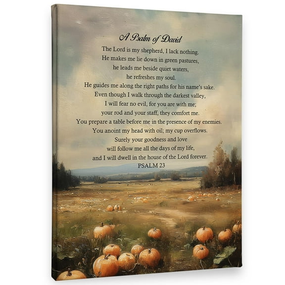 Vintage Landscape Christian Fall Pumpkin Wall Art Decor Canvas Psalm 23 Scripture Pictures Wall Decorations Art, Cottagecore Farmhouse  Prints Artwork for Living Room Decor