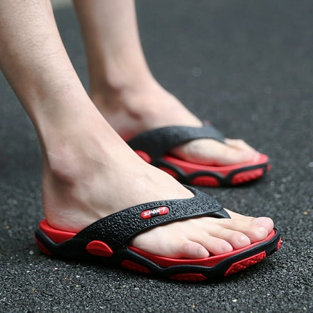 

A1 new home gifts for home Summer Men s Open Toe Slippers Fashion Beach Shoes Massage Bathroom Flip Flops Pvc Red