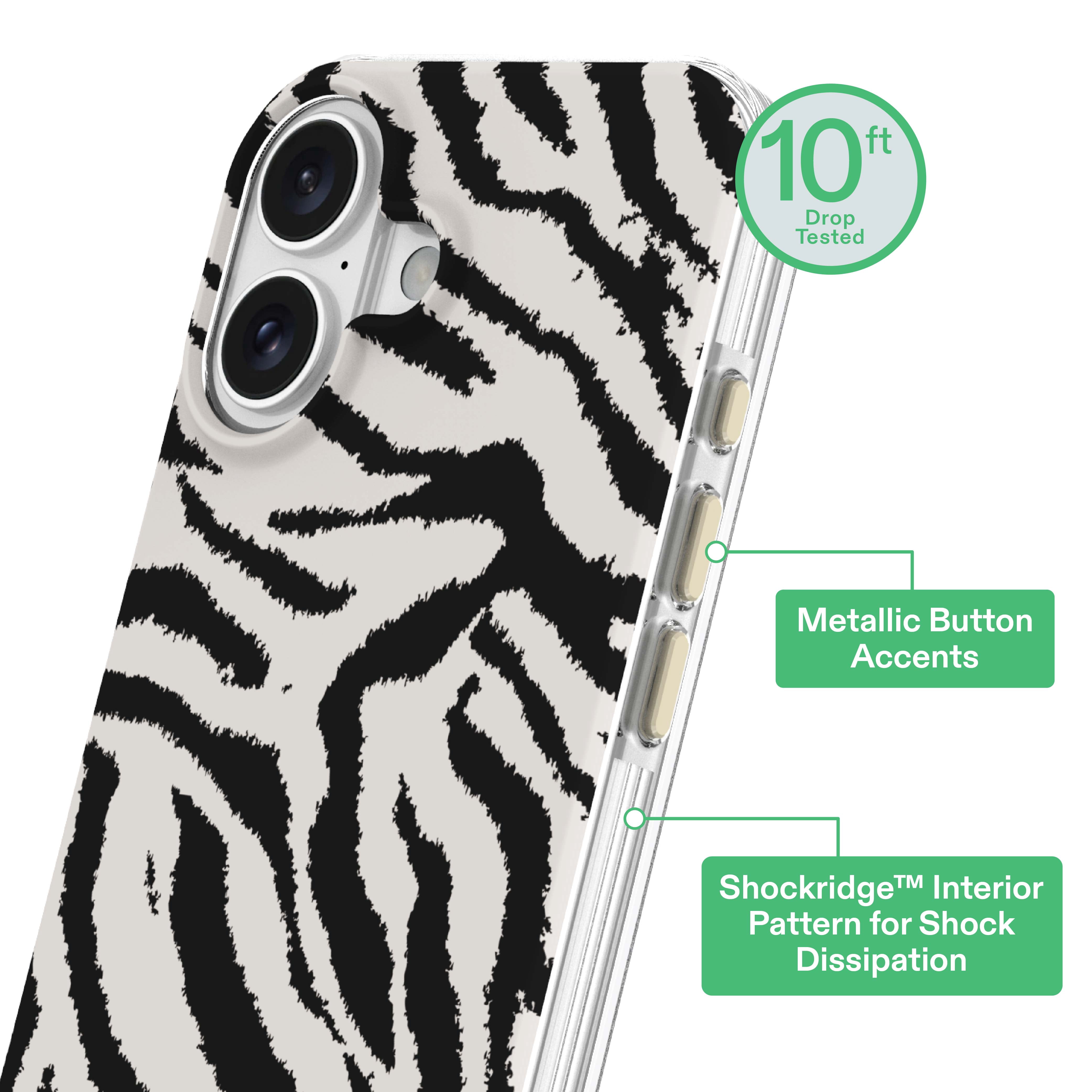 onn Phone Case for iPhone 17, MagSafe Compatible - Zebra Stripe