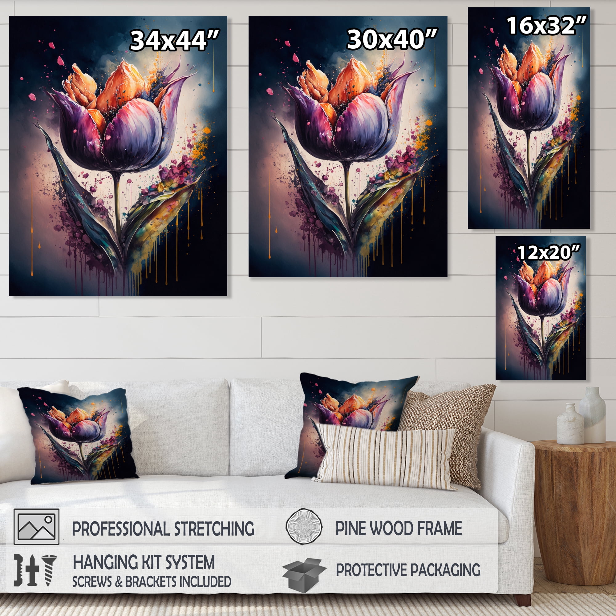 Designart Colorful Tulip I Canvas Wall Art