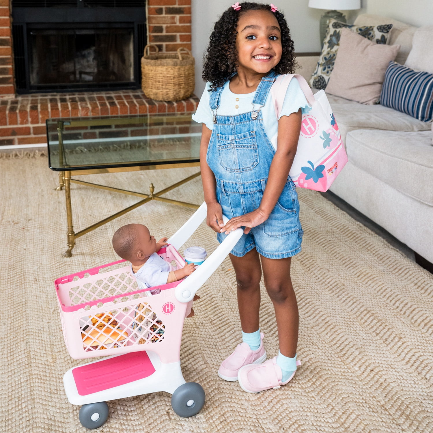 Hopscotch Lane Play Shopping Cart with Groceries, Perfect for Children Ages 3+