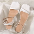thumbnail image 4 of Block Heels for Women Square Open Toe Ankle Strap Chunky High Heels Strappy Heeled Sandals Womens Mid Low Block Heeled Sandals Square Strap Strappy Party Sandals Chunky Heel Slip On Dressy Sandal, 4 of 7