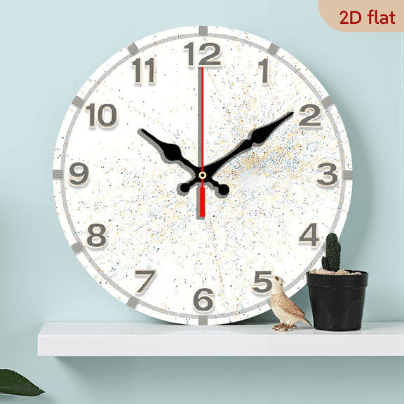 2D Flat 1pc 10Inch Modern Minimalist Wall Clock - Elegant White Face, Black Hour Hand - Battery-Powered Silent Non-Ticking Movement - for Living Room, Bedroom