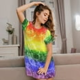 thumbnail image 2 of Lafuoo Colorful Tie Dye Pattern Women's Short-sleeved Nightdress, Knee-length Pullover Nightgown, Summer Home Wear-Small, 2 of 8