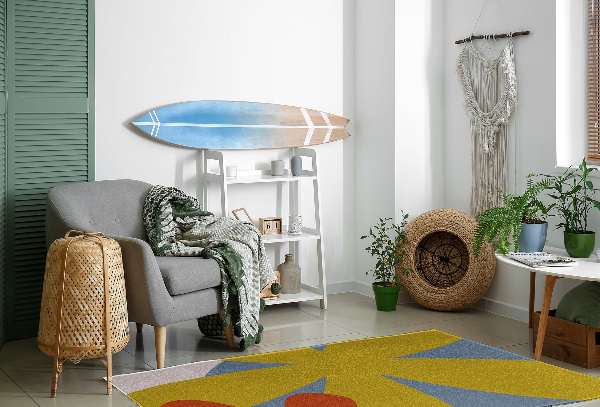 4' x 6' Simply Daisy Bold Flowers Modern & Contemporary Chenille Area Rug, Mustard Yellow