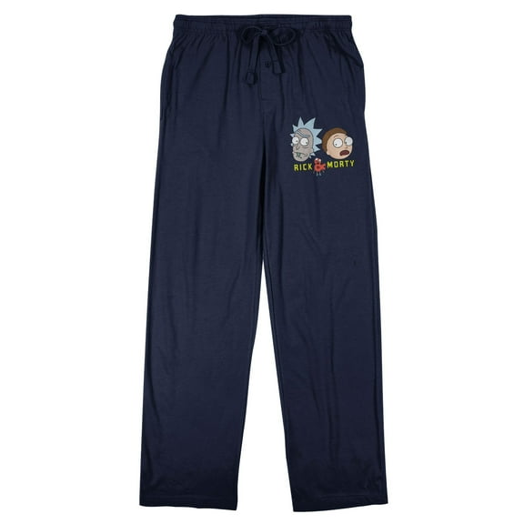 Rick & Morty Character Heads Men's Navy Sleep Pajama Pants-Medium