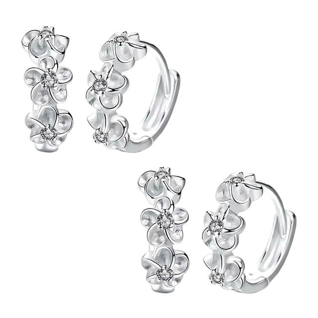 Aretes de Flores VenDepot 2 Pzas Plata Metal