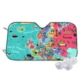 thumbnail image 2 of Lsque Cartoon Map Of Europe Car Windshield Sun Shade | Accordion Folding Style Auto Shade for Car Truck SUV Van | Blocks UV Rays Sun Visor Protector | Small, 2 of 7