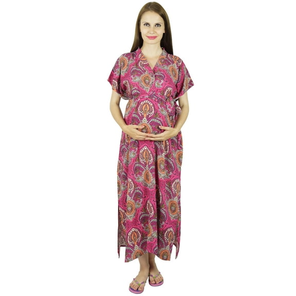 Bimba Maternity Hospital Kaftan Belt Nursing Night Gown, Front & Back Buttons