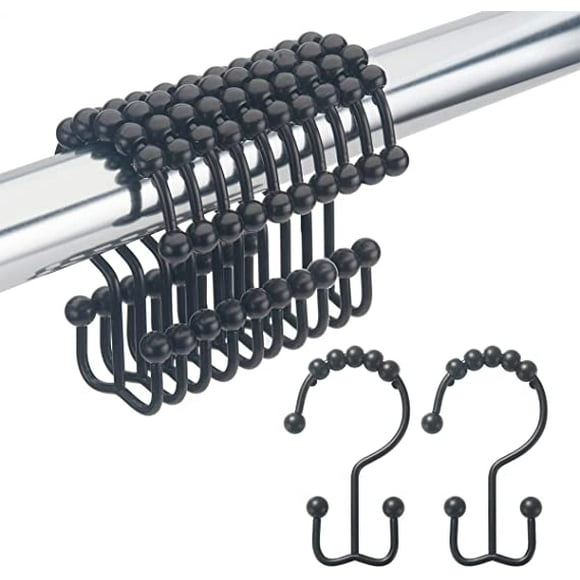 Shower Curtain Rings, Rust-Resistant Metal Double Shower Hooks for Curtain Rolling Shower Curtain Hooks Rings Shower Rings for Bathroom Shower Curtain