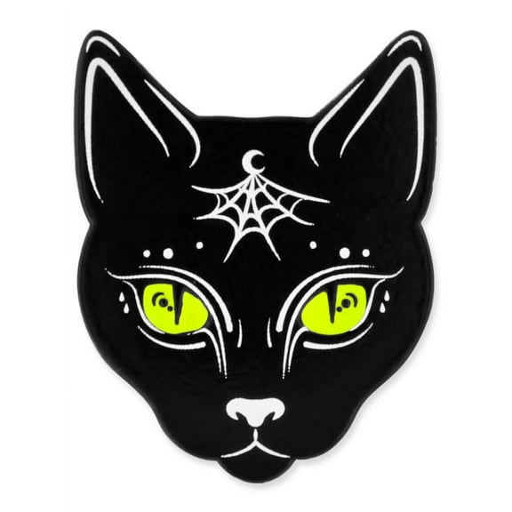 PinMart's Black Cat w/ Moon and Spider Web Halloween Enamel Lapel Pin