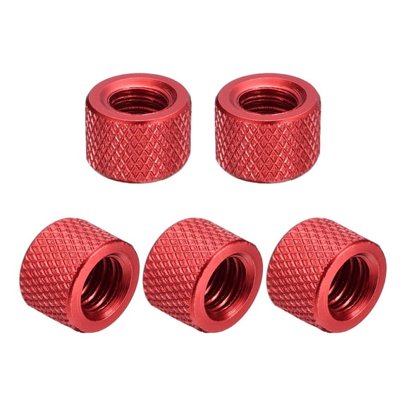 20Pack Knurled Thumb Nut, 1/4"-20x10mm Hand Nut Pass Hole Nut Aluminum Alloy, Dark Red