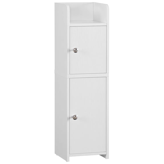 Bathroom Cabinet, Small Corner Cabinet with 2 Doors and Adjustable Shelf, Narrow Bathroom , Storage Organizer for Small Spaces, White