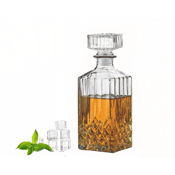 Decanter Liquor Bottle, Lead-Free Crystal Decanter,  Whiskey Decanter with Airtight Glass Stoppern, Whiskey Vodka Bourbon Alcohol Decanter for Home, Bar, Gift, Party Decor