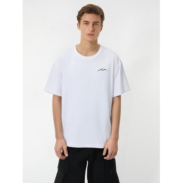 Mountain Pattern, Print Men'S T-Shirt, Uniquely Designed Men'S Tee, Comfortable Casual Summer T-Shirt, Stylish Short-Sleeve Versatile Summer Top.