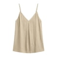 thumbnail image 5 of TGSLY Deep V Neck Linen Tank Tops for Women Lightweight Front Pleated Detail Sleeveless Vest Loose Fit Dressy Casual Adjustable Spaghetti Straps Solid Color Camisole L, 5 of 9