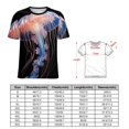 thumbnail image 2 of Jellyfish Ocean Style Womens Tops Women's Fashion Casual Short Sleeve Flower Print Round Neck Pullover Top Blouse, 2 of 6