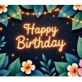 thumbnail image 4 of Yatrandify Colorful Floral Happy Birthday Banner Decorative Lights Neon Print Tropical Hibiscus for Birthday Party Celebration Outdoor Indoor, 4 of 7