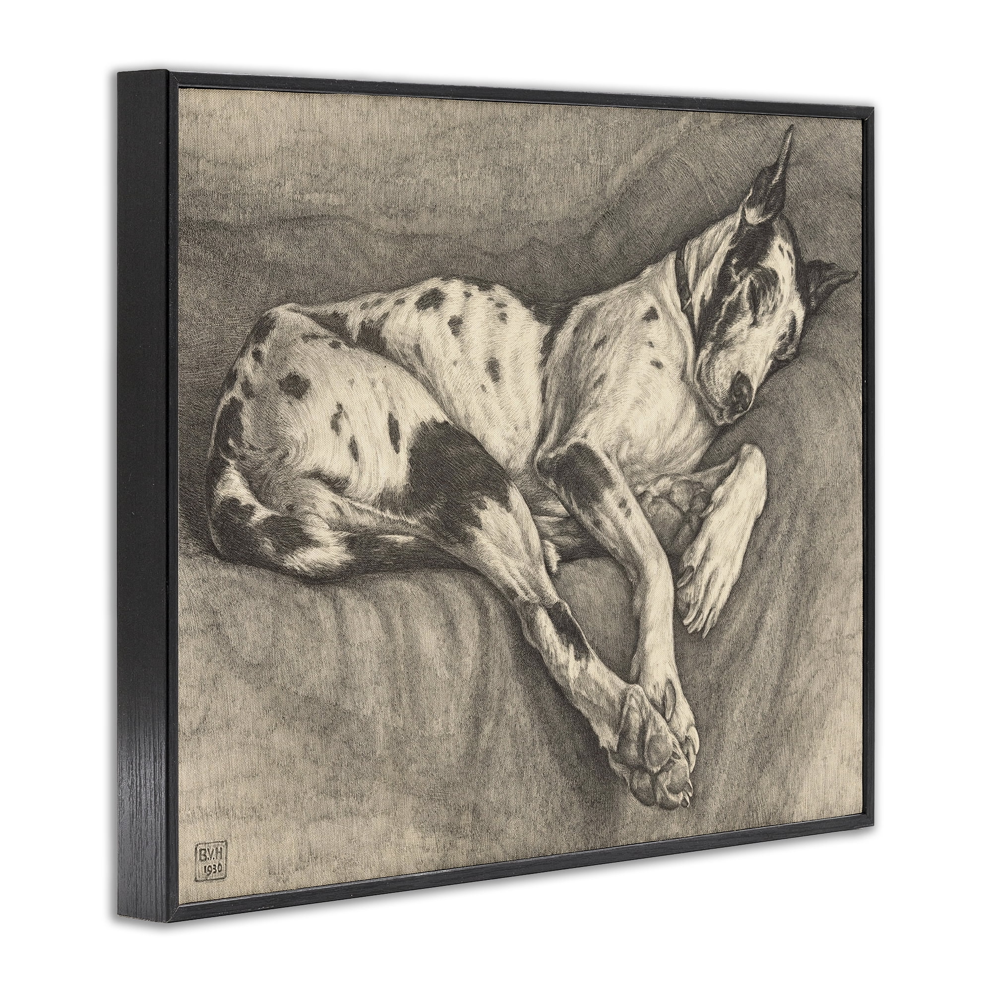 Stupell Industries Sleeping Hound Drawing Black Framed Giclee Art, design by Bertha Van Hasselt