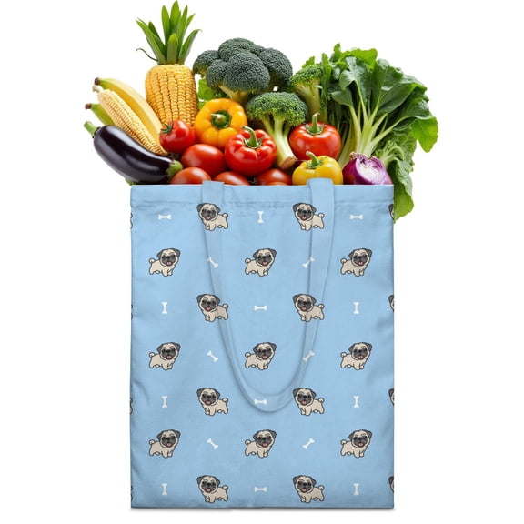 Cute Dog Canvas Tote Bag – Cartoon Puppy & Paw Print Design, Reusable Cotton Shopping Bag with Artistic Watercolor Dog Illustration for Dog Lovers, Pet Owners, and Animal Fans
