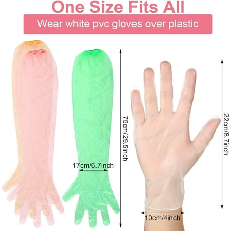 30 Pairs Hunting Field Dressing Gloves Hunting Deer Gutting Gloves Disposable 15 Pairs Long PVC Gloves and 15 Pairs Short Gloves Combo Pack Deer Hunting Gloves Cleaning Gloves