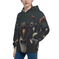 thumbnail image 2 of Fotbe Stylish Avian Gathering Pattern Youth Pullover Hooded Sweatshirt, Boys Hoodie, Kangaroo Pocket Hoodie for Kids Girls -Medium, 2 of 6
