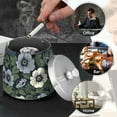 thumbnail image 4 of Yayeee Ashtray with Lid for Cigarette Smokeless Stainless Steel Home Ash Holder, Dark Floral, 4 of 7