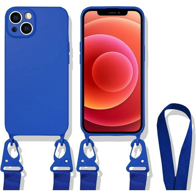 HAHDAXIA Crossbody Lanyard Case for iPhone\u200213 Pro Max, Lens Protection Soft Silicone Shockproof Protector Case with Adjustable Shoulder Strap Removable Neck Strap (Nevy Blue, iPhone 13 P