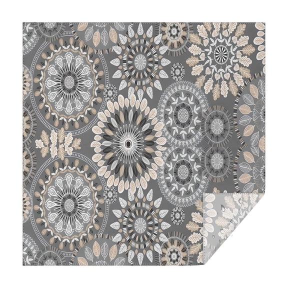 Gray Floral Mandala and Leaf Pattern Square Tablecloth,Waterproof Square Table Cover,Wipeable Spillproof Washable Table Cover for Home Kitchen Party Decor 42"X42"(107x107cm)