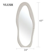 VLUSH Irregular Full Length Mirror, Floor Mirror Hanging & Leaning, 63x24 Wavy Wall Mirror (White)