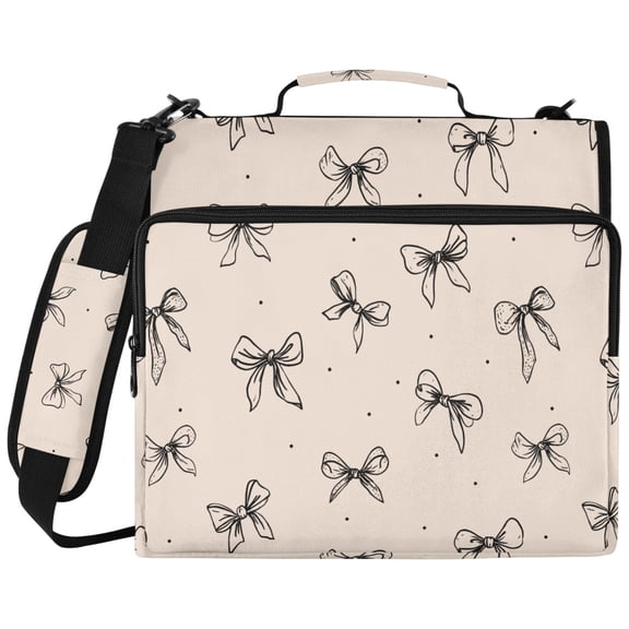 ALAZA Zipper Binder Hand Drawn Bow Pattern 2 inch 3 Ring 500 Sheet Capacity Trapper Keeper File Folder Organizer Bag