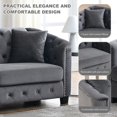 thumbnail image 4 of BUIORD 2 Piece Chesterfield Sofa, 77" Velvet 3 Seater Sofa + 59" Velvet Loveseat for Living Room, Upholstered Tufted Couch with Nailhead Arms, Gray, 4 of 5