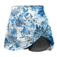 thumbnail image 7 of LEBONYARD Skorts Skirts for Women Tennis Skirts,Women's High-Waist Yoga Skirt with Shorts,Women's Summer Flower Print Pleated Tennis Skirts Stretchy Yoga Fake Two Piece Shorts Skirt Blue S, 7 of 7