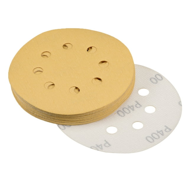 Uxcell 400 Grits 8-Holes Sanding Discs Hook and Loop Wet Dry Sandpaper Sander Aluminum Yellow 15pcs
