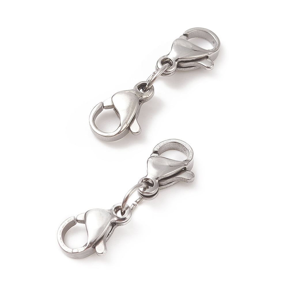 200pcs Non-Tarnish 304 Stainless Steel Double Lobster Claw Clasps 201 Stainless Steel Jump Ring Stainless Steel color 22mm