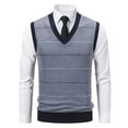thumbnail image 5 of Chiccall Men's Sleeveless V Neck Pullover Sweater Slim Fit Casual British Style Stiped Sweater Vest, 5 of 8
