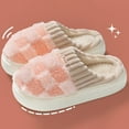 thumbnail image 6 of comerut 1 Pair Winter Cotton Slippers Thick Wear-resistant Sole Anti-skid Warm Cold Resistant Knitted Plush Color Matching Soft Homewear Slippers, 6 of 8