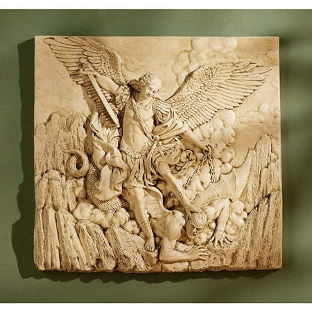 Christian Art Paintings (Winged Classic Archangel St. Michael Sculptural Wall Frieze Decor Christian Art After the 1636 Painting By Guido)