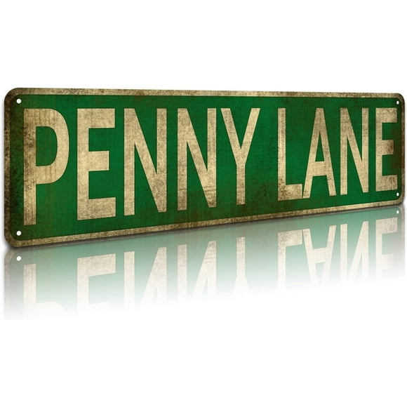KooLL Penny Lane Street Sign Vintage Metal Sign Retro Metal Plaque Bar Pub Poster Wall Decor for Bedroom Home Bar Garage Art Gift 4" by 16"
