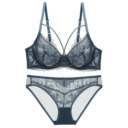 IFNND Plus Size Bras for Women Thin Sponge Transparent Bra With Large Chest And Small Lace Women s SexyGather And Lift For Breathability Lingerie Bra Set Comfortable Convenient No Wire Buckle Bra