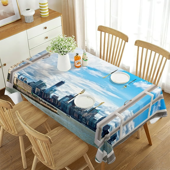 Decor Kitchen Room Dining Table Coffee for Cover Table Rectangular Landscape Beautiful Tablecloth Wi