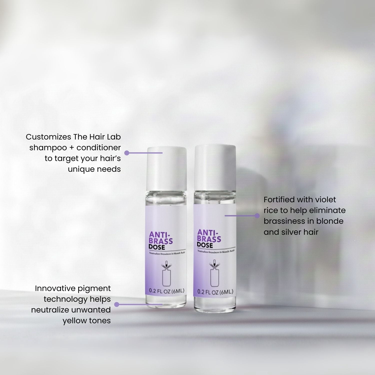 The Hair Lab Anti-Brass Custom Shampoo and Conditioner Dose Set with Violet Rice to Tone Hair, 2 x 0.2 fl oz