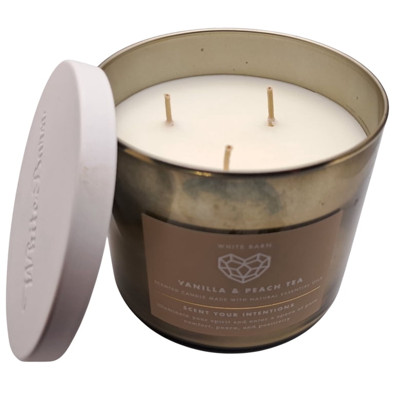 Bath and Body Works Vanilla & Peach Tea 3-Wick Candle Scented