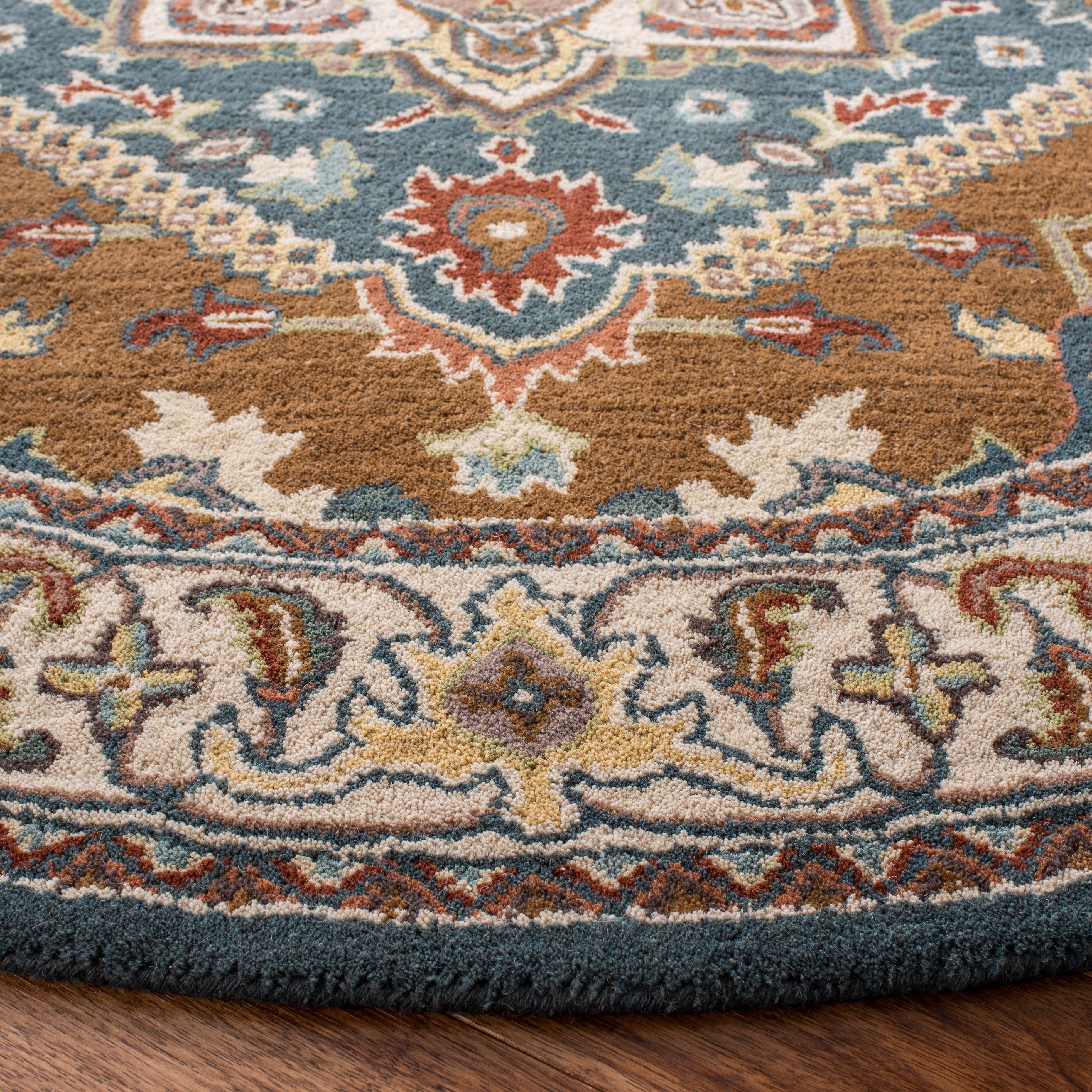 Safavieh Heritage York Oriental Wool Area Rug, Dark Green/Brown, 8' x 8' Round